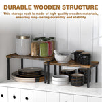 HASTHIP Wooden Top Expandable Stackable Kitchen Cabinet Organizer for Counter Storage