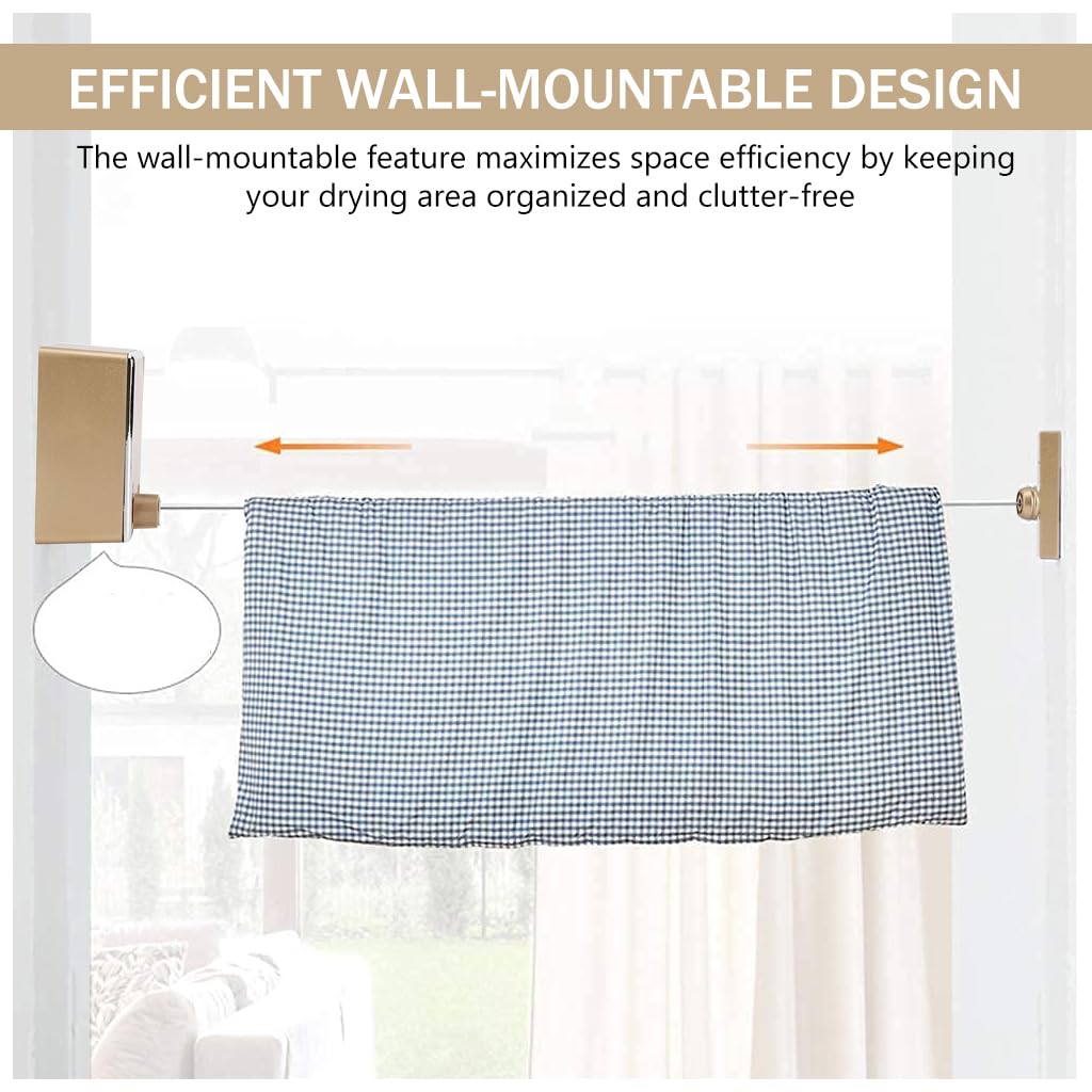 HASTHIP Retractable Clothesline for Indoor and Outdoor Drying with 13.7ft Adjustable Wire | 44lbs Load Stainless Steel PVC Coating