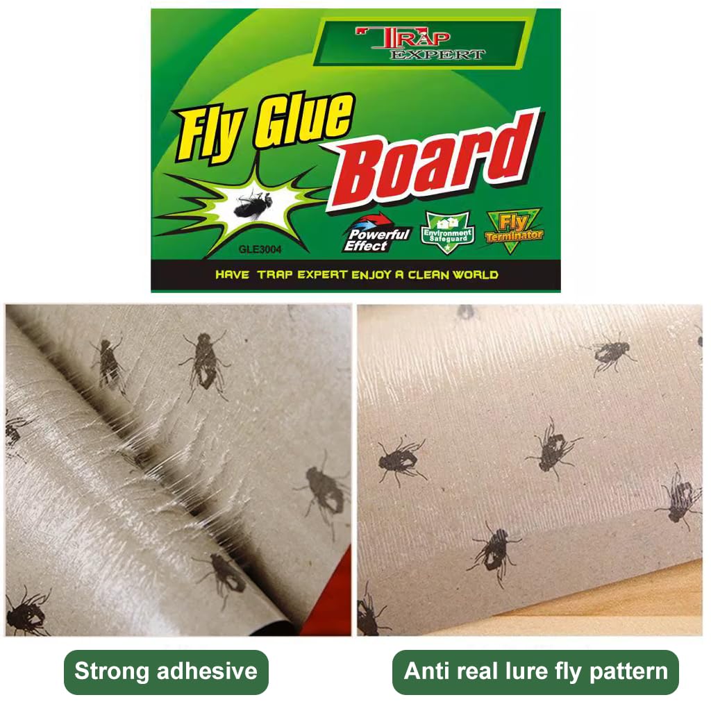 HASTHIP® 20Pcs Fly Traps Sticky Paper Kitchen Fly Traps Sticky Paper Double Side Strong Adhesive Fly Traps Non-chemical Child Safe Pest Sticky Traps Paper for Kitchen, Room, Plants, 18.5x12.5cm