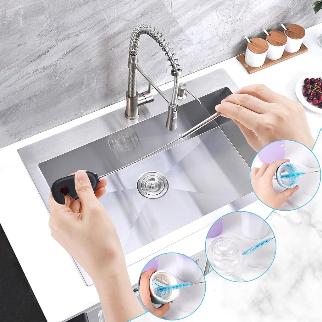 HASTHIP Bottle Cleaning Brushes Set for Cups and Straws with Curved Bristles | 3Pcs BPA Free