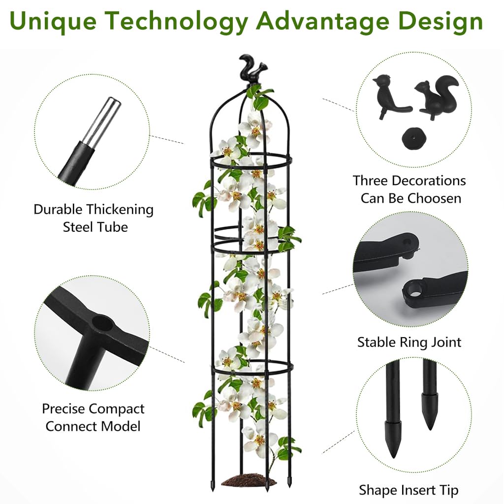 HASTHIP® 120CM Trellis for Climbing Plants, Plastic Climber Support for Plants, Adjustable Connectable Round Plant Support Sticks, Plant Support for Climbers, for Clematis, Roses, Tomatoes, Ivy
