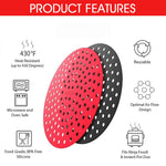 HASTHIP Reusable Silicone Air Fryer Liners for 8 Inch Fryers with Even Heat Holes | 2 Pack Red and Black