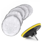 HASTHIP® 5 Pcs Almohadillas de Pulido de Lana Sintética 3 Pulgadas,con Sistema Gancho y Bucle,Kit Detallado para Eliminar Arañazos Oxidación Encerado y Acabado Automóvil
