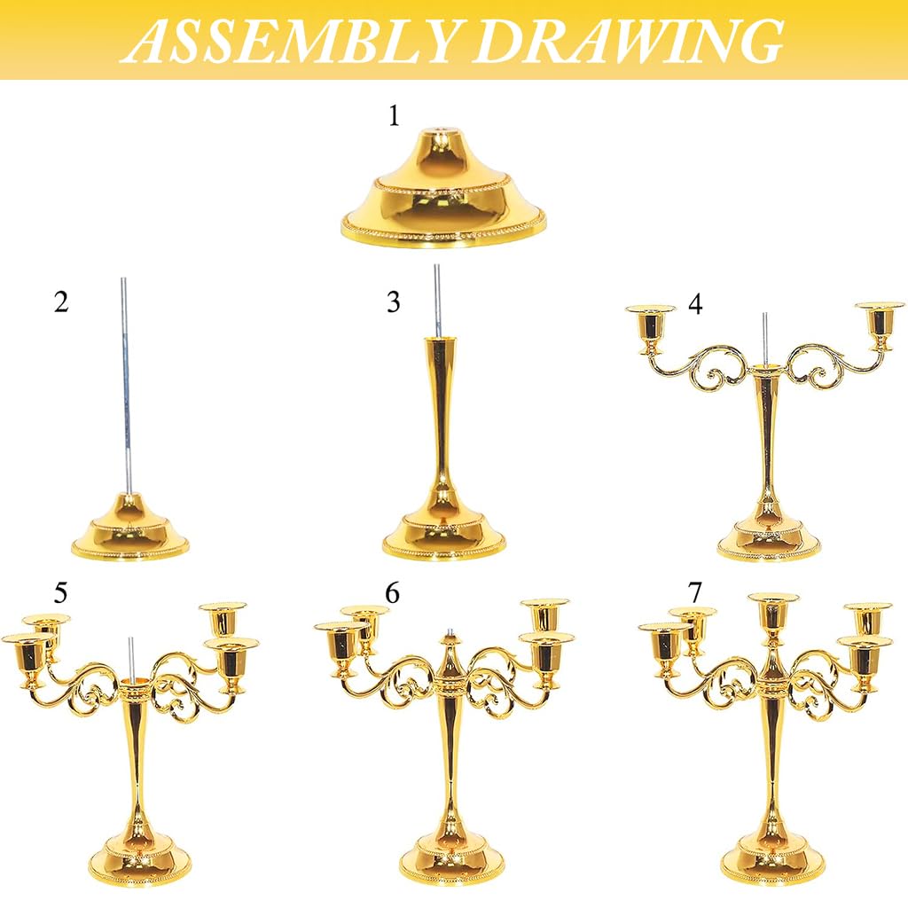 HASTHIP Candle Stand for Home Decor with 5 Arm Candelabra Design in Golden Metal | Dining Table Centerpiece