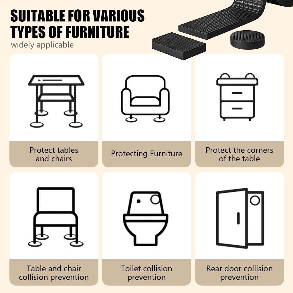 HASTHIP EVA Furniture Pads for Floor Protection with 13ft x 0.78in Strip | 6mm Thick Anti Slip Surface