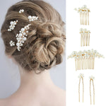 HASTHIP® 5 Piezas Accesorios para el Cabello de Mujer,Peinetas de Perlas Artificiales para Boda,Clips Moño Elegantes Horquillas Novia y Peines Decorativos Fiesta y Diario