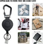 HASTHIP® Portable Retractable Keychain with ID Badge Holder Clip Heavy Duty Carabiner 31 Inch Metal Reel Easy Access Outdoor Anti-Lost 2PCS