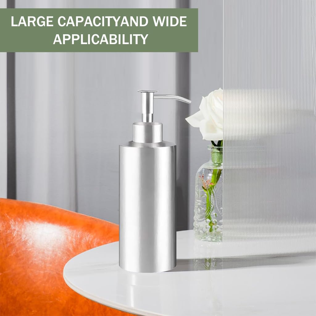 HASTHIP Soap Dispenser Bottle for Kitchen and Bathroom featuring Manual Pump and 550ml Stainless Steel Refillable Design