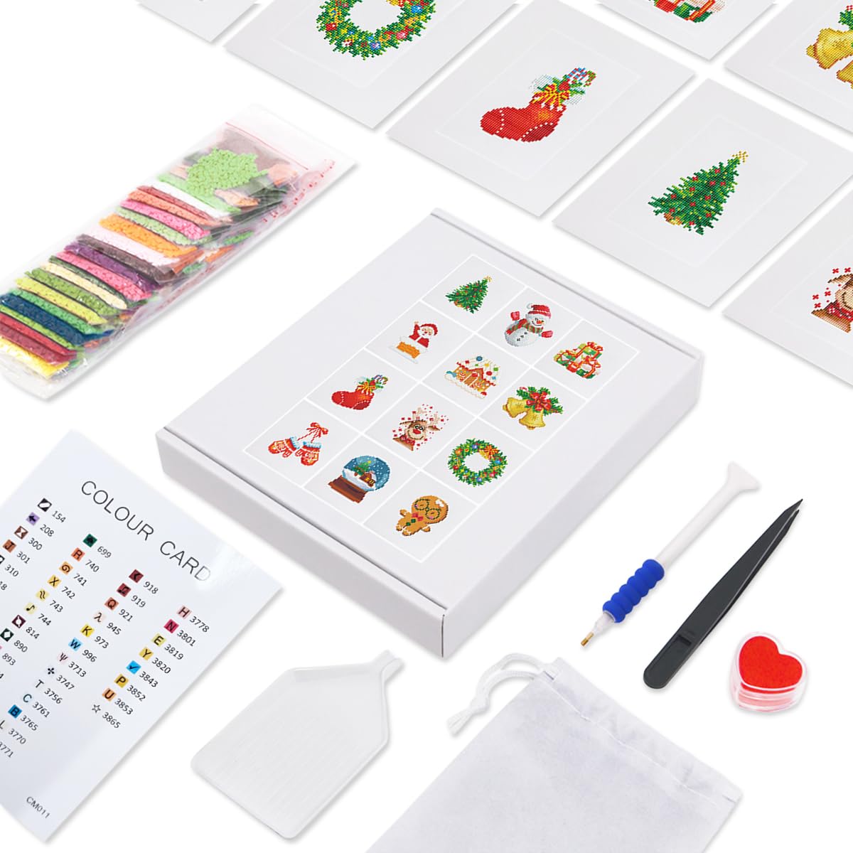 HASTHIP DIY Christmas Diamond Paint Craft Kit with 12 Designs 15x15cm Canvases | Beginner Set