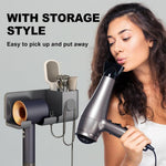 HASTHIP Wall Mount Hair Dryer Holder for Bathroom with 23.1x9.5x8.8 cm Self Adhesive Rack | ABS Plastic Organizer