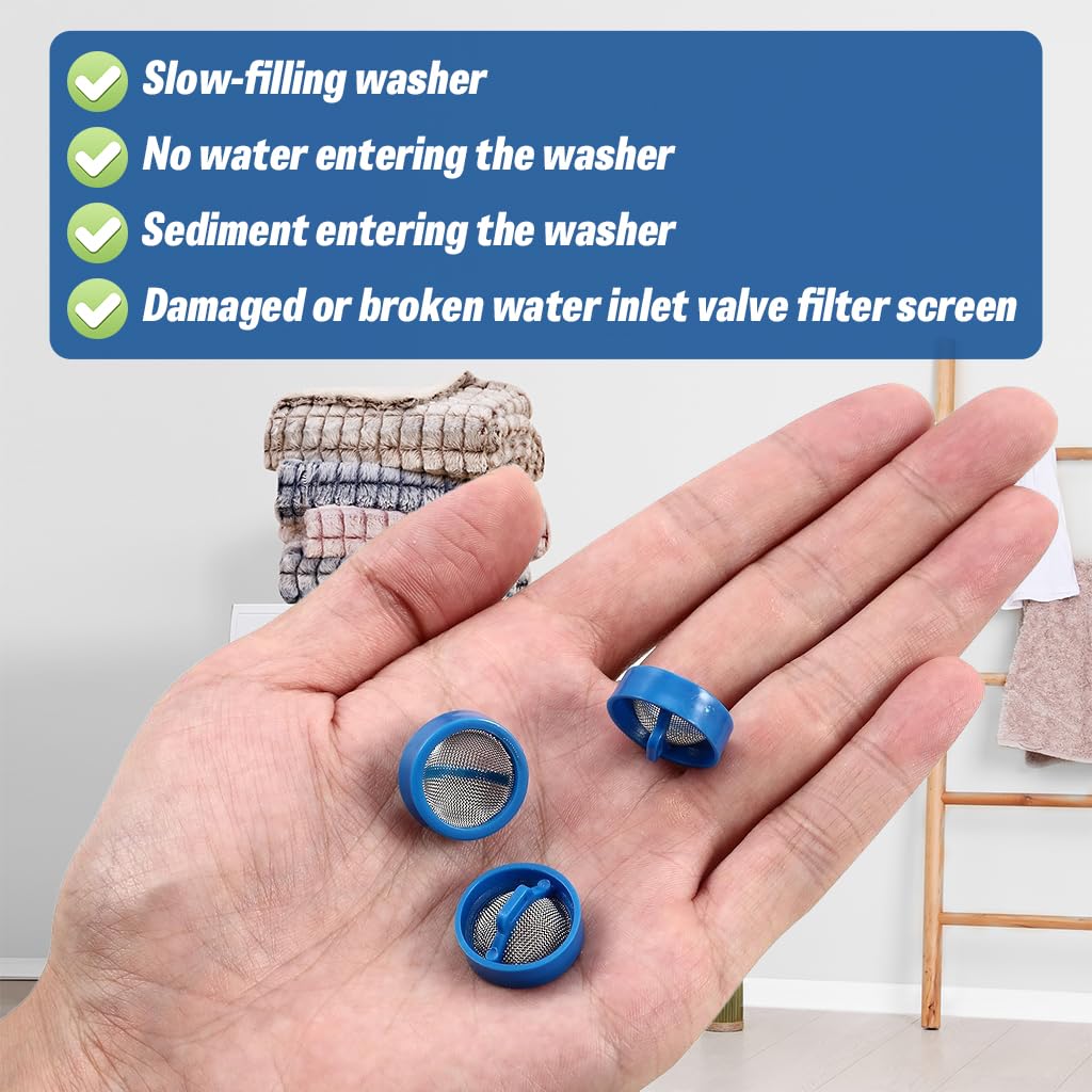 HASTHIP Washing Machine Filters 20pcs 2cm Stainless Steel Fine Mesh for Drain Hose Protection