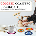 HASTHIP® DIY Crochet Kit Set of 4Pcs DIY Crocheting Coasters Material Kit Floral Croch
