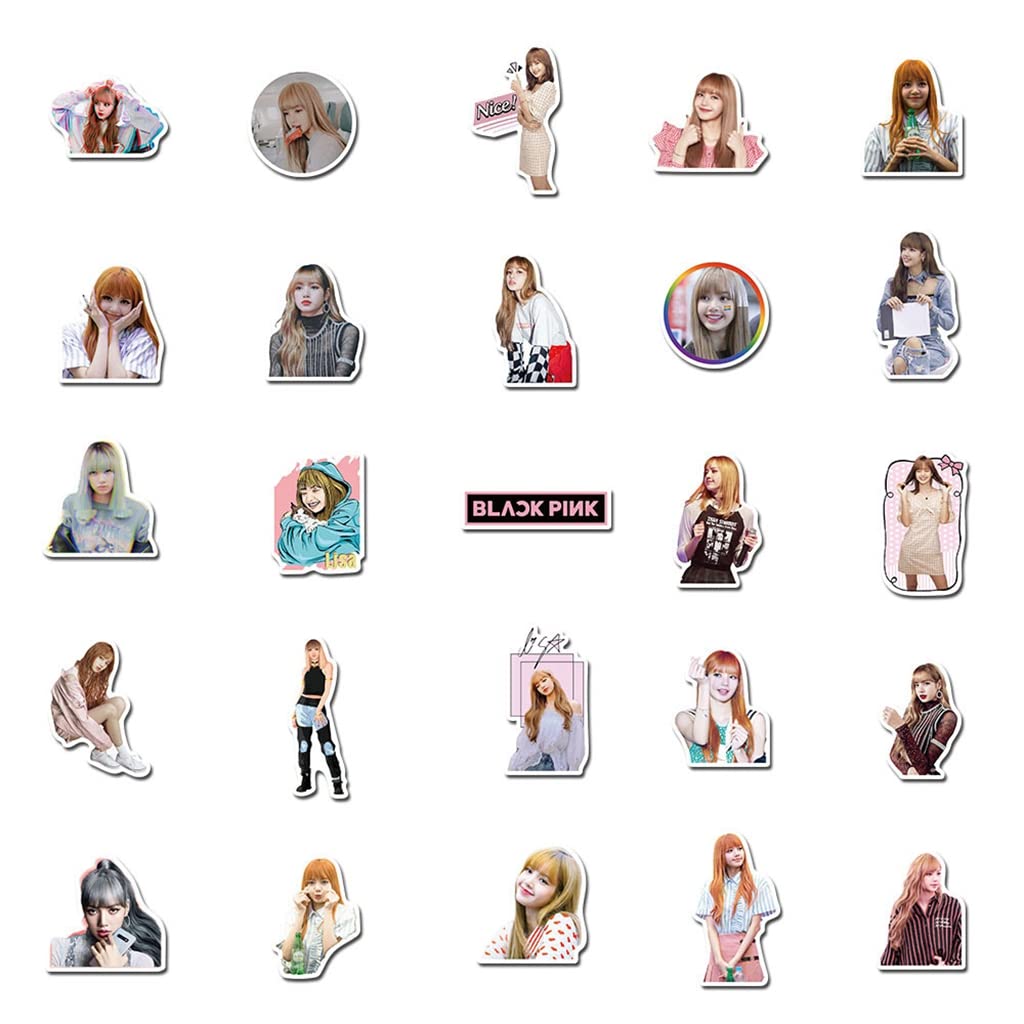 HASTHIP Lisa Sticker Pack for Laptop and Phone featuring 50 pcs PVC Waterproof Design | Gift for BLACKPINK Fans
