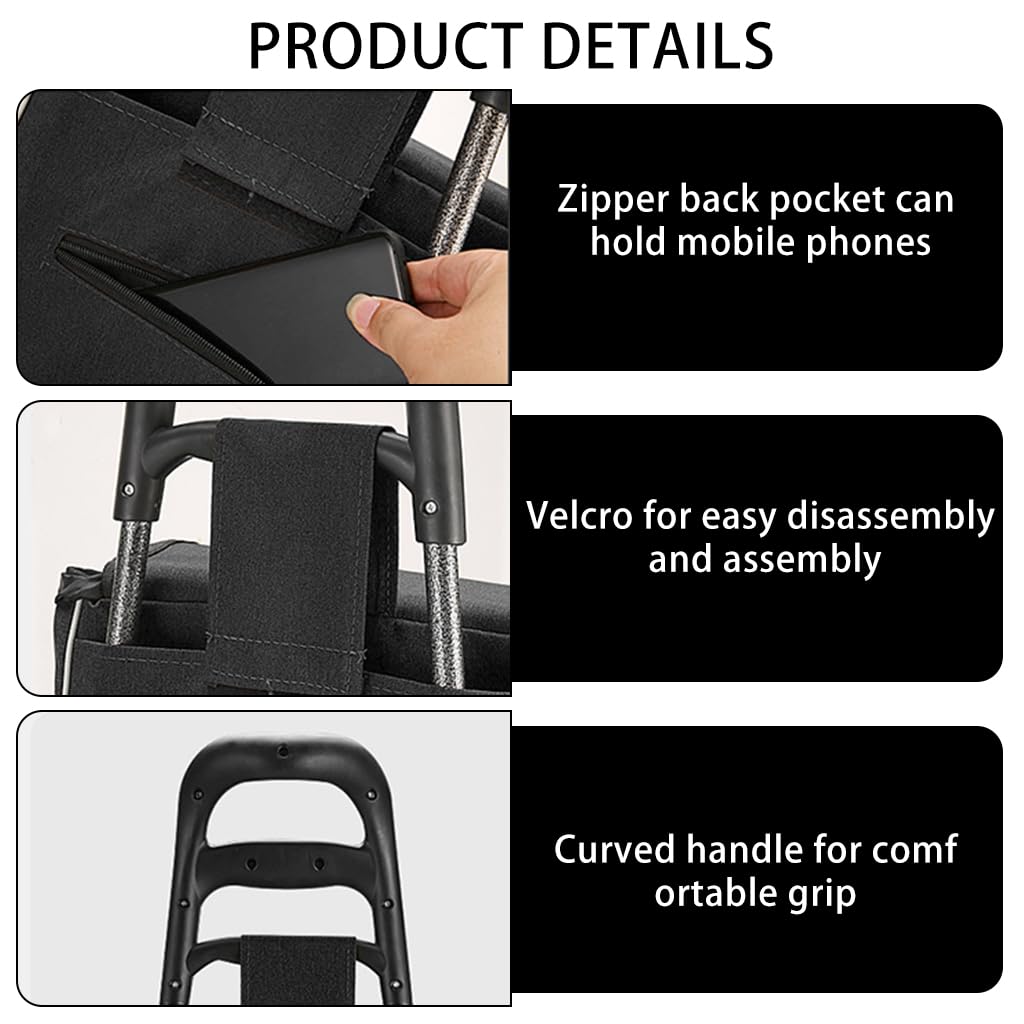 HASTHIP® Shopping Cart with Wheels, Foldable 6-Wheel Luggage Trolley Heavy Duty Shopping Hand Truck Load Capacity 77-110lbs, 35L Large Capacity Stair Climber Trolley for Shopping, Moving