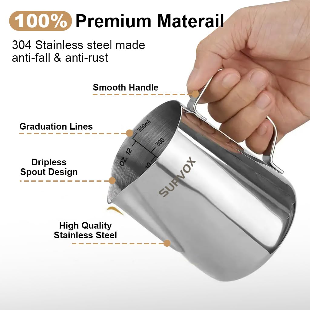 HASTHIP® 12oz Milk Frothing Pitcher with Scale