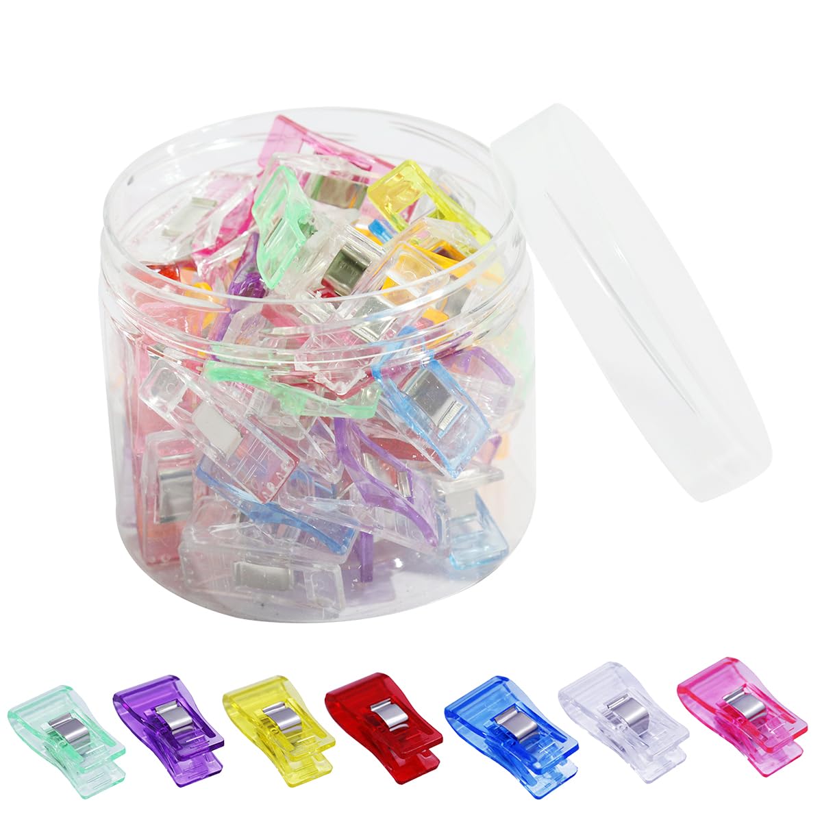 HASTHIP Sewing Clips for Fabric and Quilting 50 Pcs featuring Flat Base Spring Clip Design