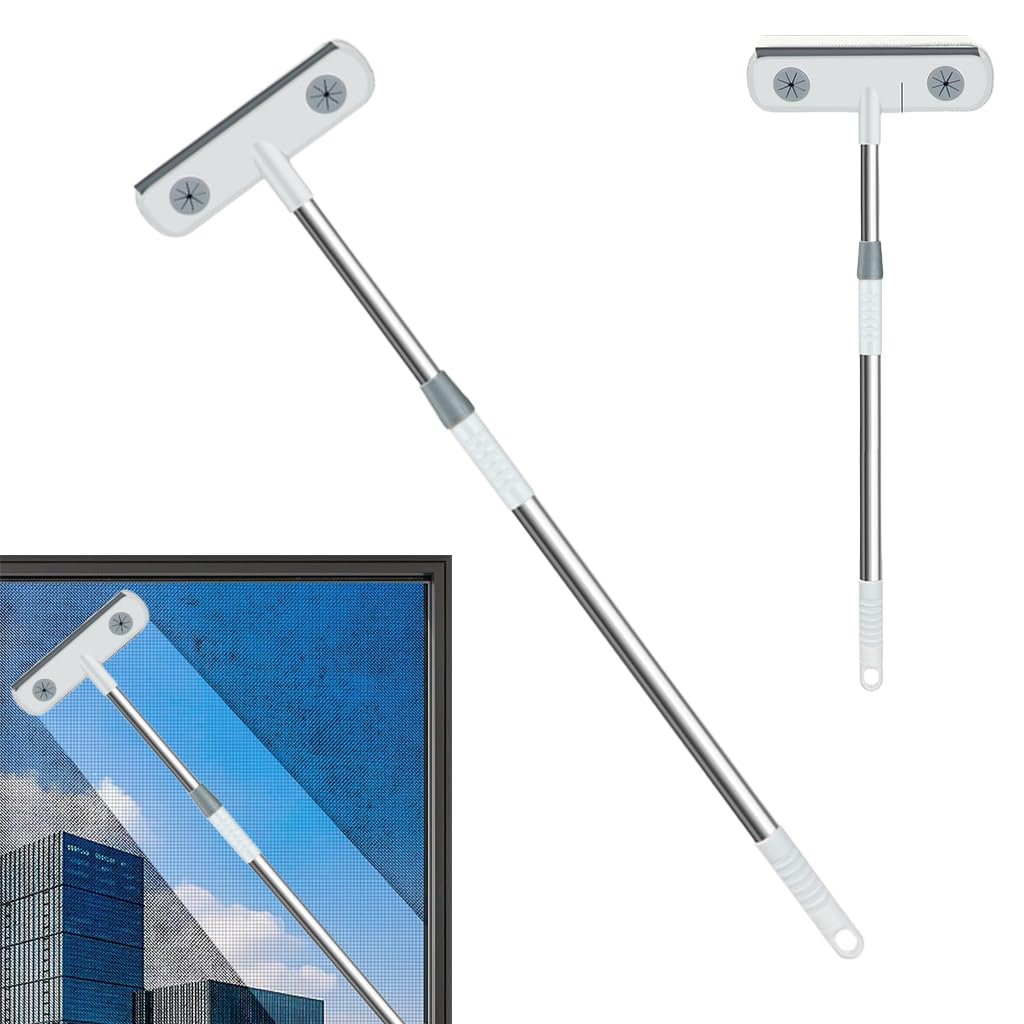 HASTHIP Mesh Screen Cleaning Brush for Windows with 24–39 in Telescopic Handle | Double Sided Wiper
