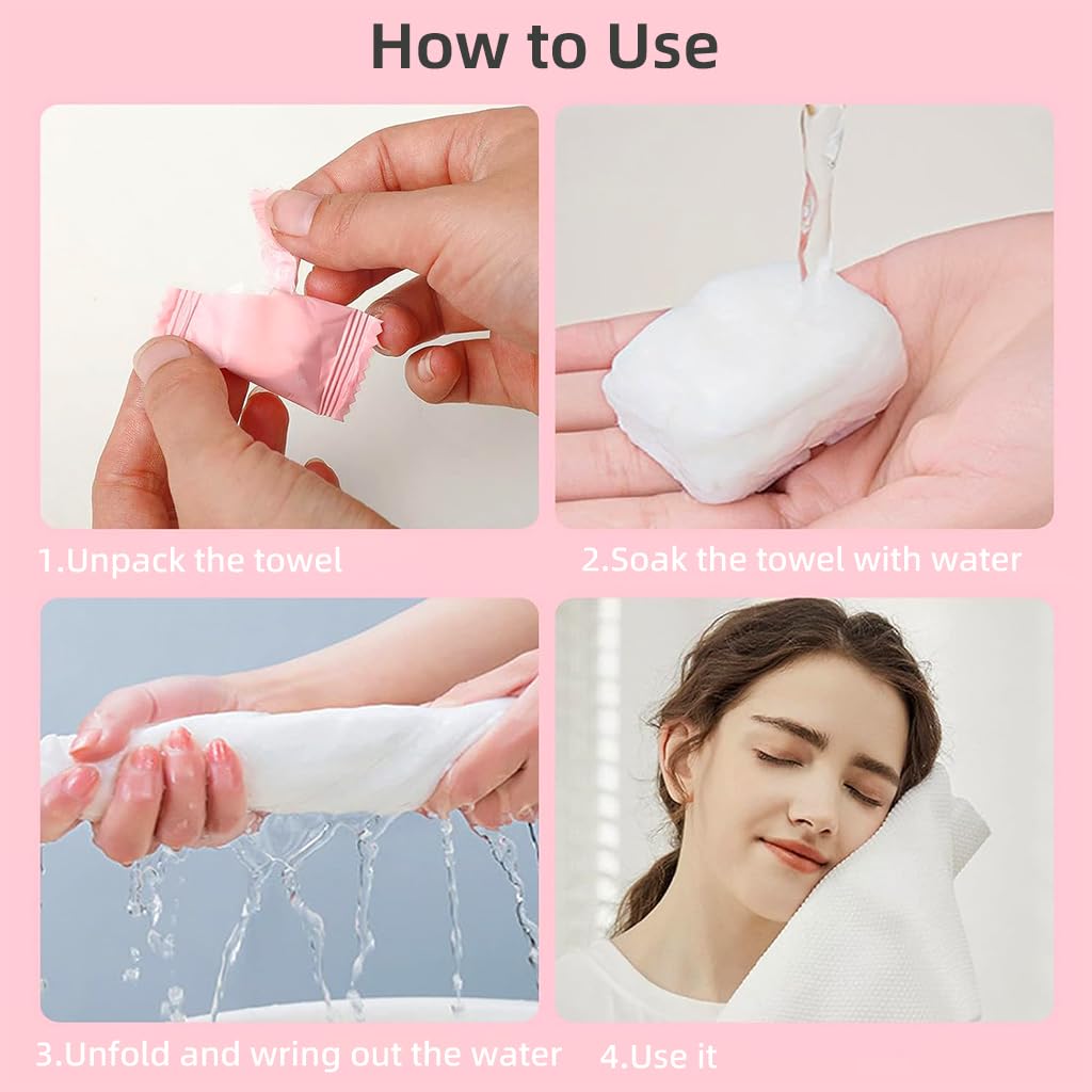 HASTHIP® 14 Pack Compressed Towels Tablets, Disposable Face Compressed Towels, Travel Wash Cloth, Thicker Super Absorbent Wash Cloths for Travel, Face Towel Ideal for Outdoor Camping Hiking