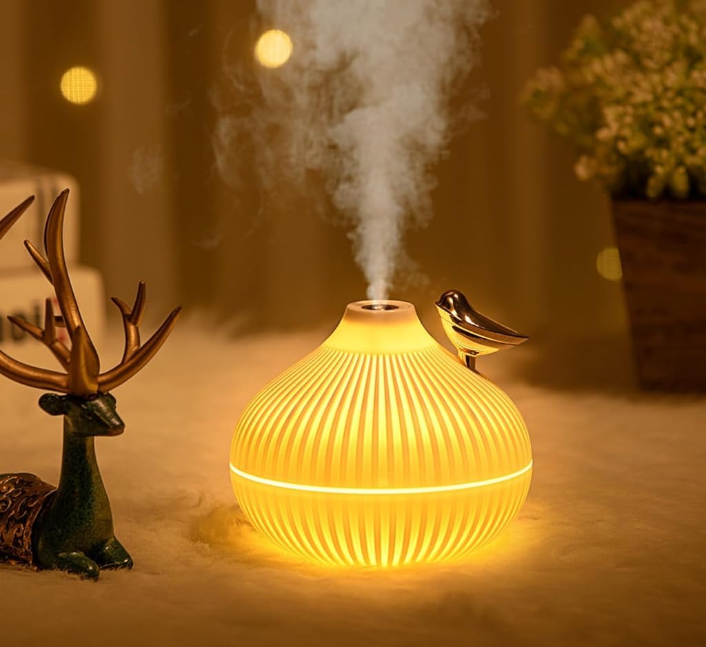 HASTHIP Mini Air Humidifier for Home and Office with 300ml Tank & Ultrasonic Mist | Warm LED Light