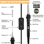 Temperature Adjustable Soldering Iron Kit With 5 Different Soldering Tips & 1 Roll Solder Wire, 80W/220V Soldering Iron With Digital Display Screen, Temperature Range 180-520°C