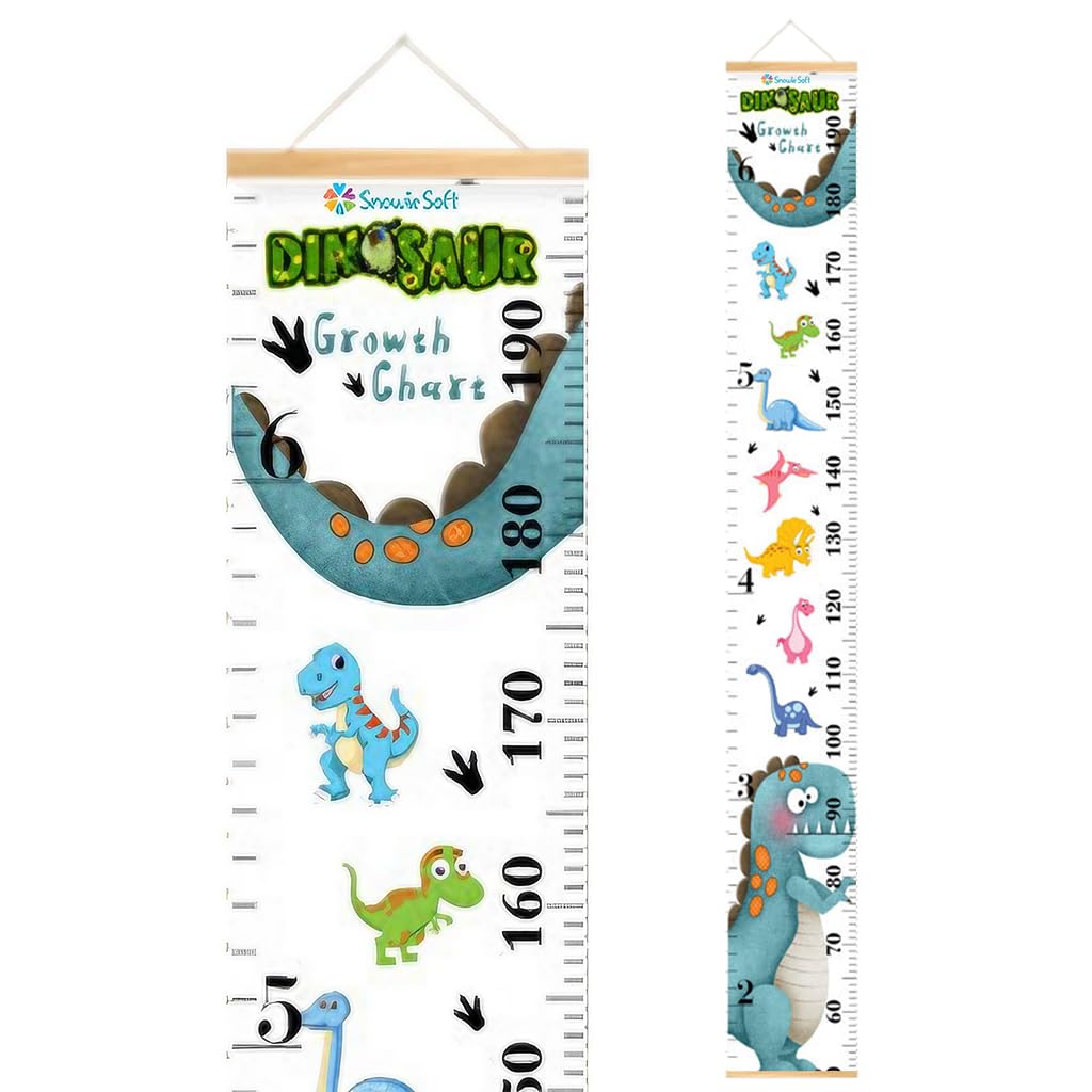 HASTHIP® Medidor de Crecimiento Infantil 60-180cm Gráfico de Altura Infantil Colgante Pared Lona Impermeable Diseño Dinosaurio Azul Decoración Habitación Niños Niñas Guardería