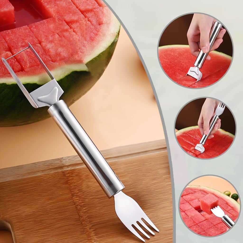 HASTHIP Watermelon Cutter 9.4 in for Easy Serving with Dual Head Design and Stainless Steel Fork