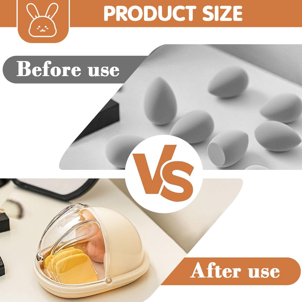 HASTHIP Makeup Sponges Holder for Travel and Vanity with Clear Sliding Dustproof Hood 11x15x10 cm | Ventilated Transparent Storage Box for Women