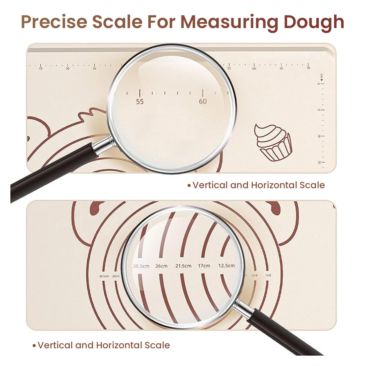 HASTHIP Silicone Baking Mat for Dough Rolling with Non Stick Surface and Measurement 19.6x15.7 in | Includes Scraper and Brush