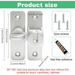 HASTHIP Door Latch for Gate Door and Cabinet featuring 90° 180° Design with Zinc Alloy Body | Silver