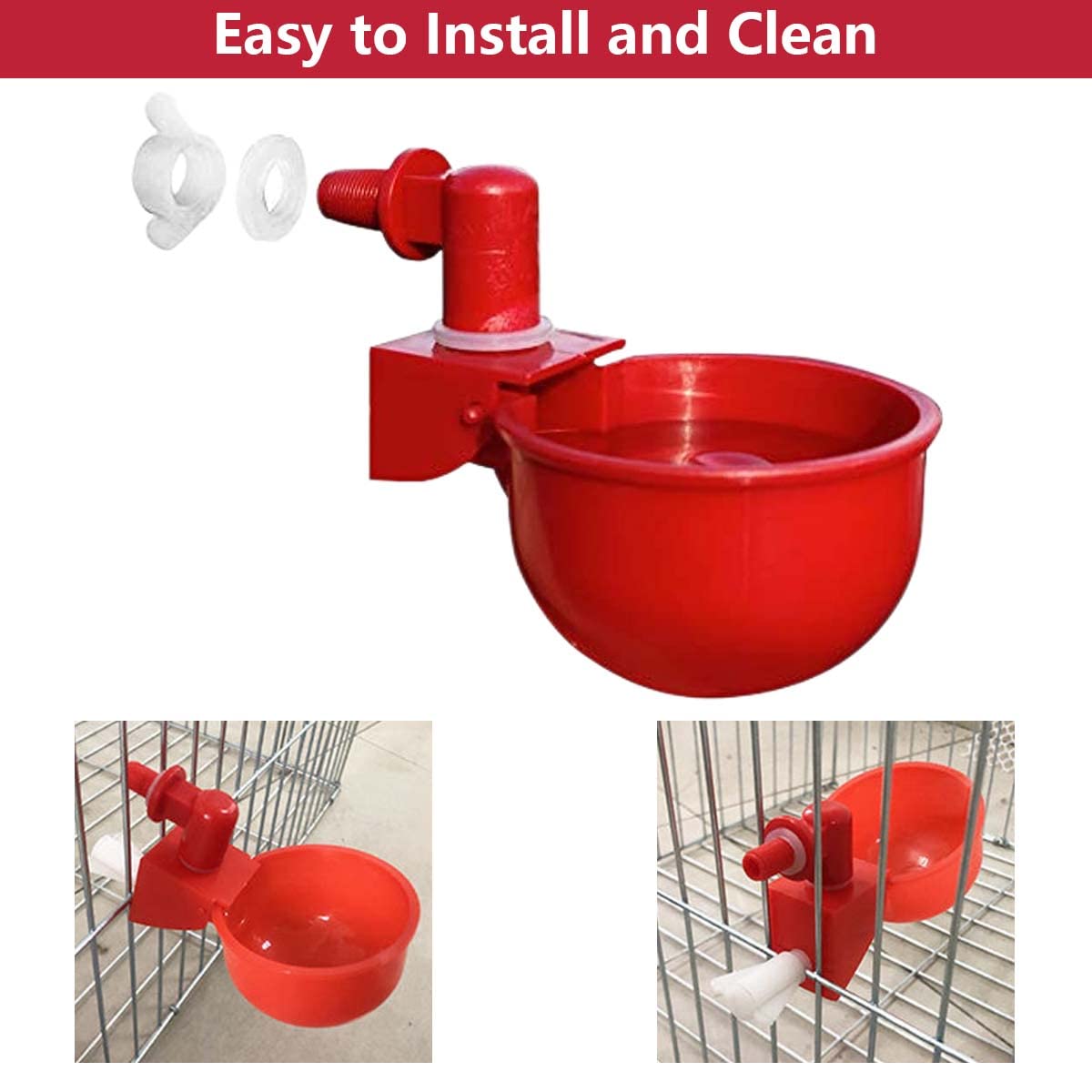 HASTHIP Chicken Feeder Cup Set for Poultry with Auto Refill Gravity System 6 pcs | Plastic Cups for Chickens and Ducks