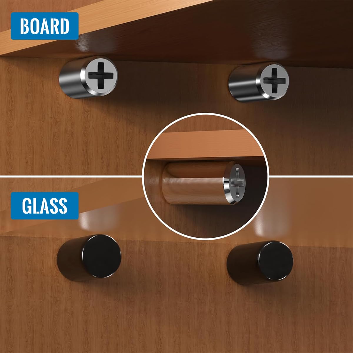 HASTHIP Shelf Support Pegs for Cabinets and Closets featuring Anti Slip Silicone Sleeve | 20pcs Black Iron Pins