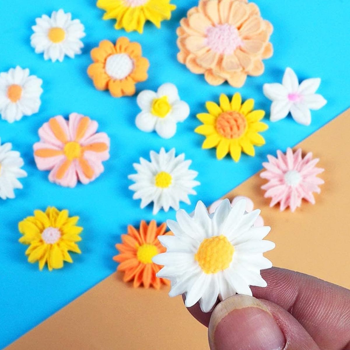 HASTHIP Flower Fondant Molds for Cake and Resin Crafts featuring 13 Floral Cavities | Food Grade Silicone