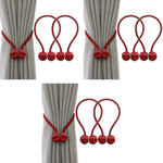 HASTHIP Magnetic Curtain Tiebacks for Home and Office with Strong Nickel Magnet 40cm Rope | Red Pack of 2