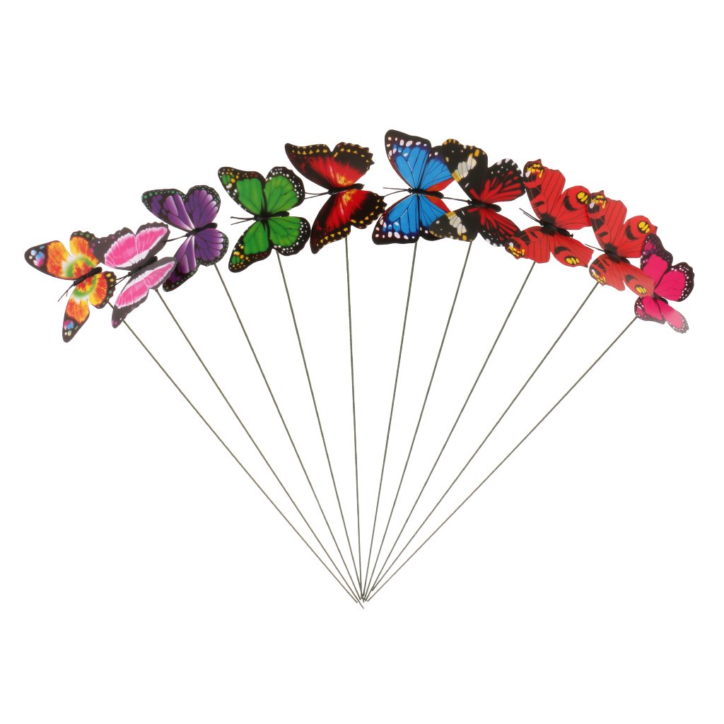 HASTHIP Butterfly Garden Stakes for Outdoor Decor with Flexible Metal Wires and 20 Pcs | Lifelike Plastic Butterfly Ornaments