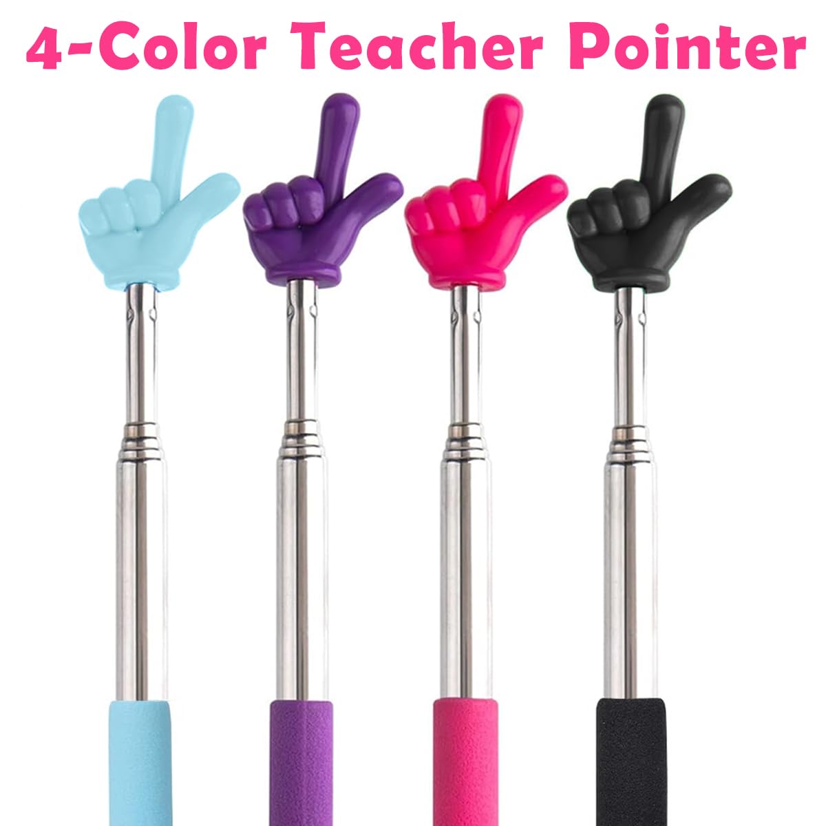 HASTHIP Telescopic Teachers Pointer 4Pcs for Classroom Use with Metal Build and Grip | Compact Colors