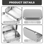 HASTHIP Small Tin Box for Storage with Hinged Lid 4 Pcs 31g Silver Aluminium | 95x60x20mm