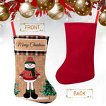 HASTHIP Christmas Stockings 3pcs 16 inch Linen Set for Fireplace and Tree | Elk Snowman Santa Design