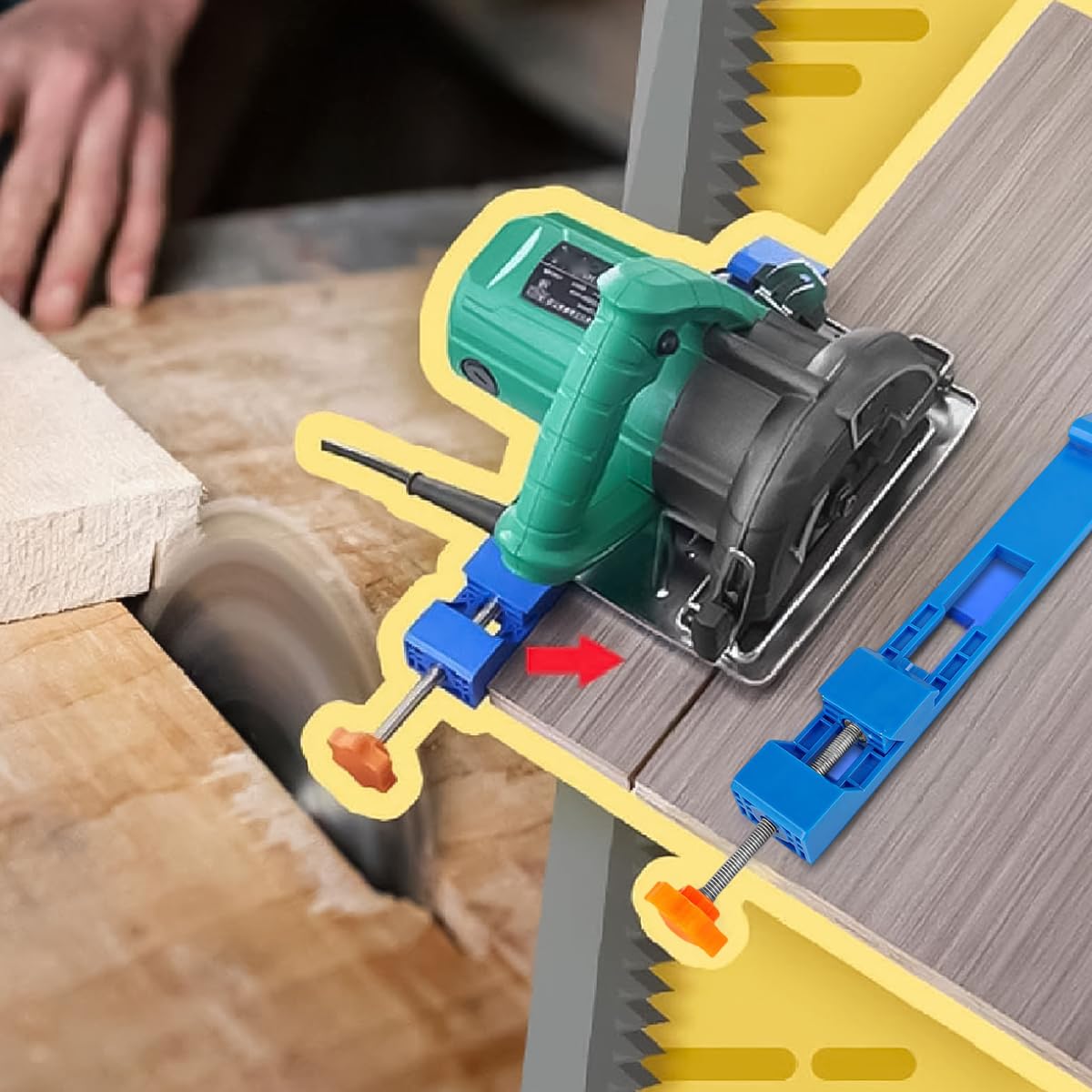 HASTHIP Adjustable Cutting Machine Base Guide Rail for 4 in Circular Saw featuring Knob Adjusting Mechanism with Heavy Duty Plastic and Metal Build | Precision Wood and Marble Cutting 5.7–8.2 in