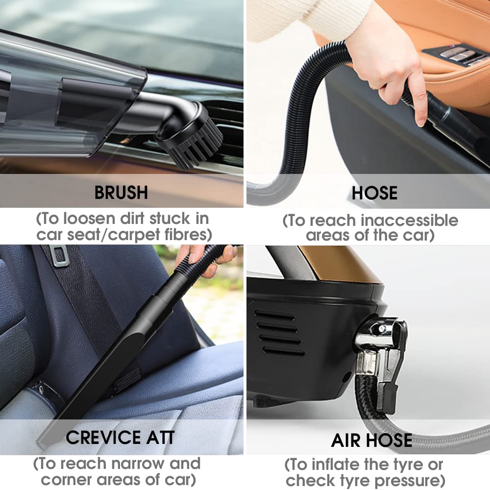 HASTHIP® Car Vacuum Cleaner Rechargeable Air Compressor Inflator