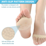 4 Pairs Metatarsal Pads for Women Soft Ball of Foot Cushion Pad, Half Toe Sleeves Anti Slip Silicone Dots Forefoot Pads Socks for Relieve Toes Pain & Pressure, Dancer Foot Support Pad