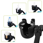 HASTHIP® Stroller Cup Holder with Phone Holder, 2-in-1 Cup Stroller for Bike Universal Strollers, Bike, Wheelchair, Walker, Scooter - Black
