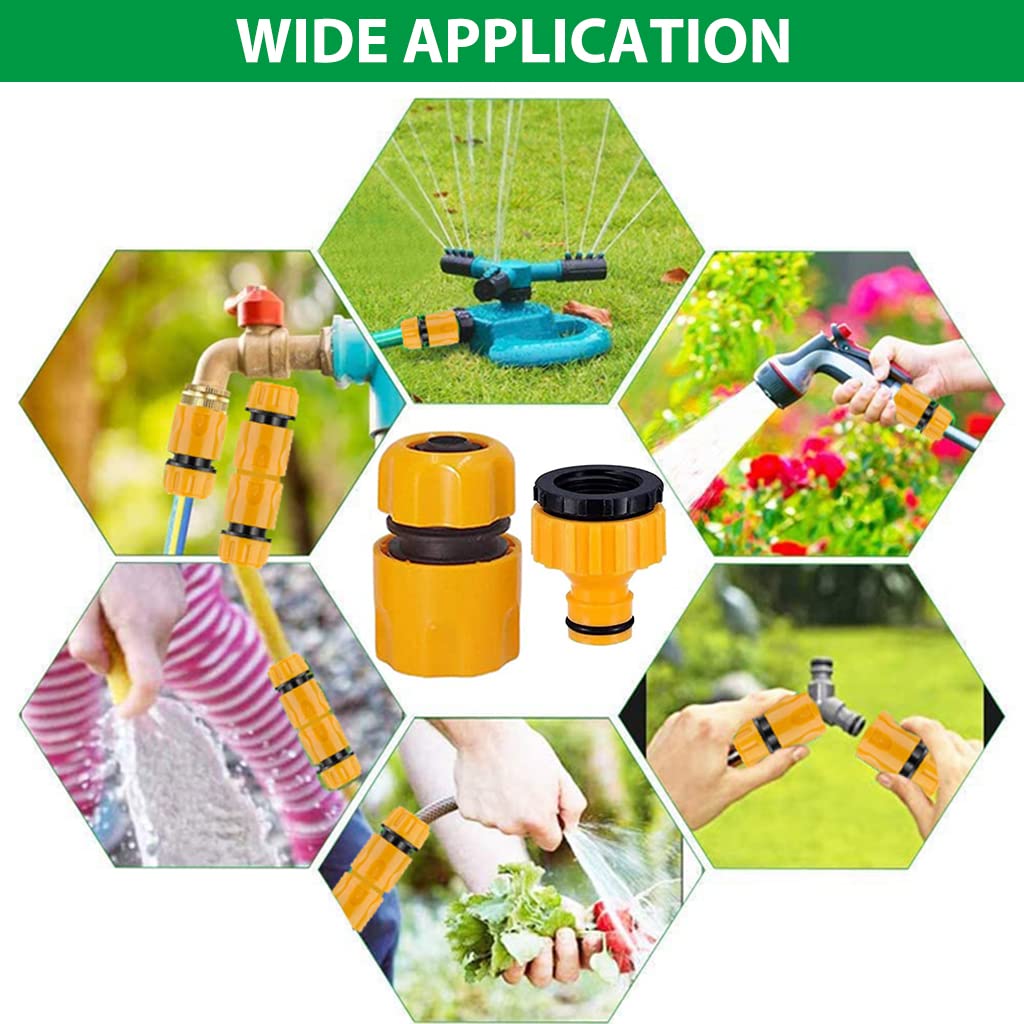 HASTHIP Hose Pipe Connectors 12Pcs for Garden and Car Wash with Quick Connect System | ABS Set