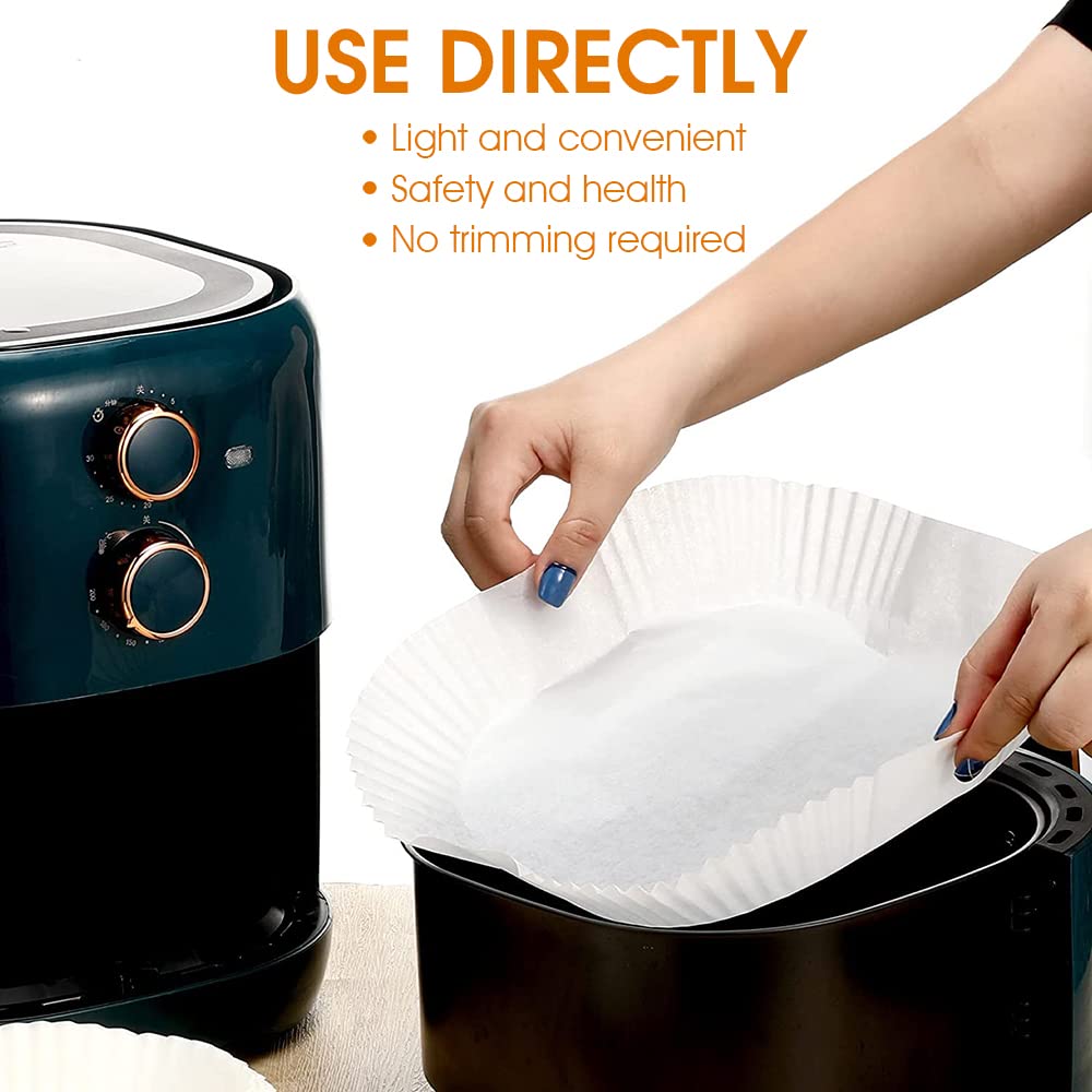 HASTHIP Air Fryer Paper Sheets for Baking and Cooking with 50pcs 6.3 in Liners | Oil Proof Parchment Paper