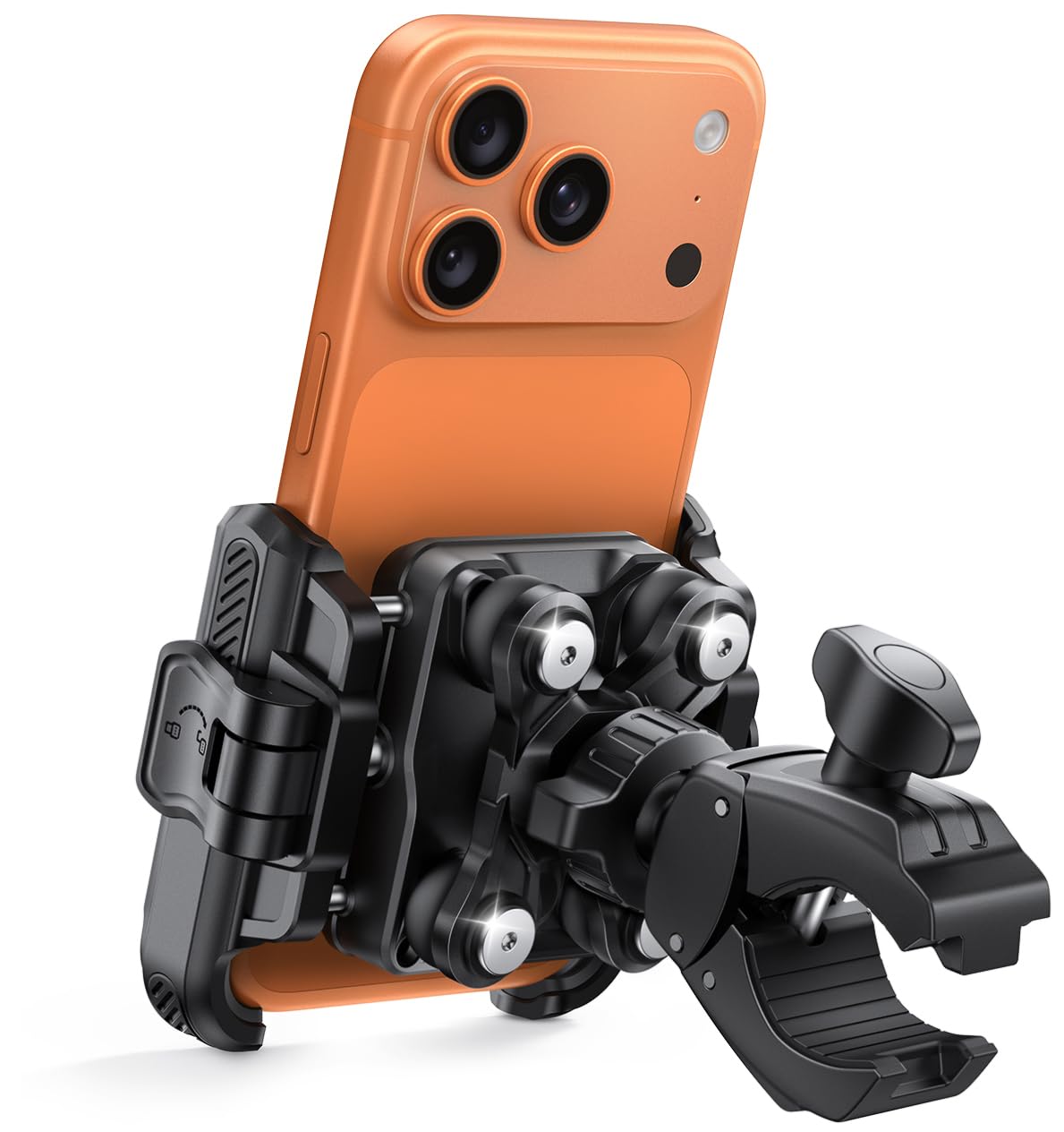 HASTHIP® Motorcycle Phone Mount with Upgrade Vibration Dampener, Camera‑Friendly Bike Phone Holder, Universal Bicycle & Motorcycle Handlebar Clamp for Smartphones