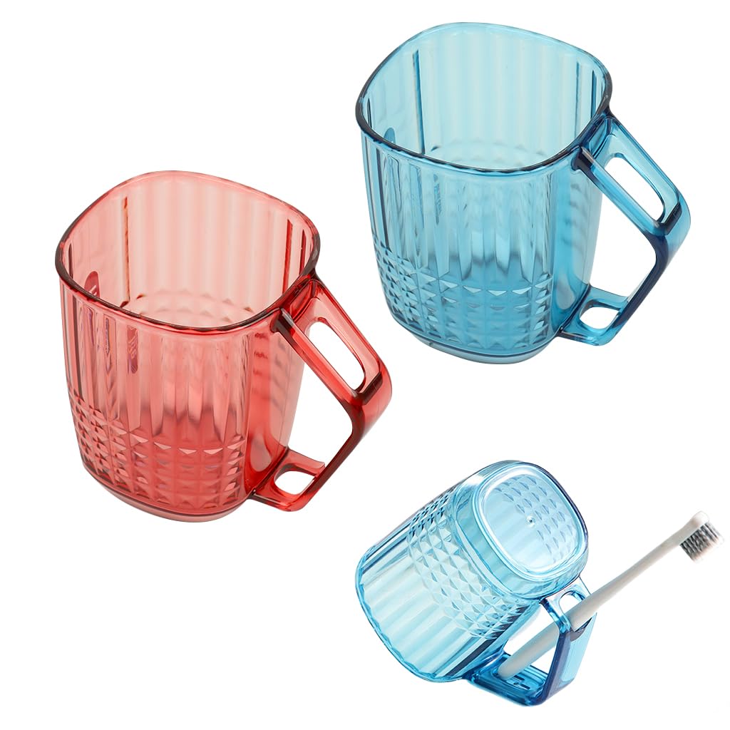 HASTHIP Toothbrush Holder Cup Pack of 2 for Bathroom Use with Inverted Drying Design | Clear PP Rinse Cups