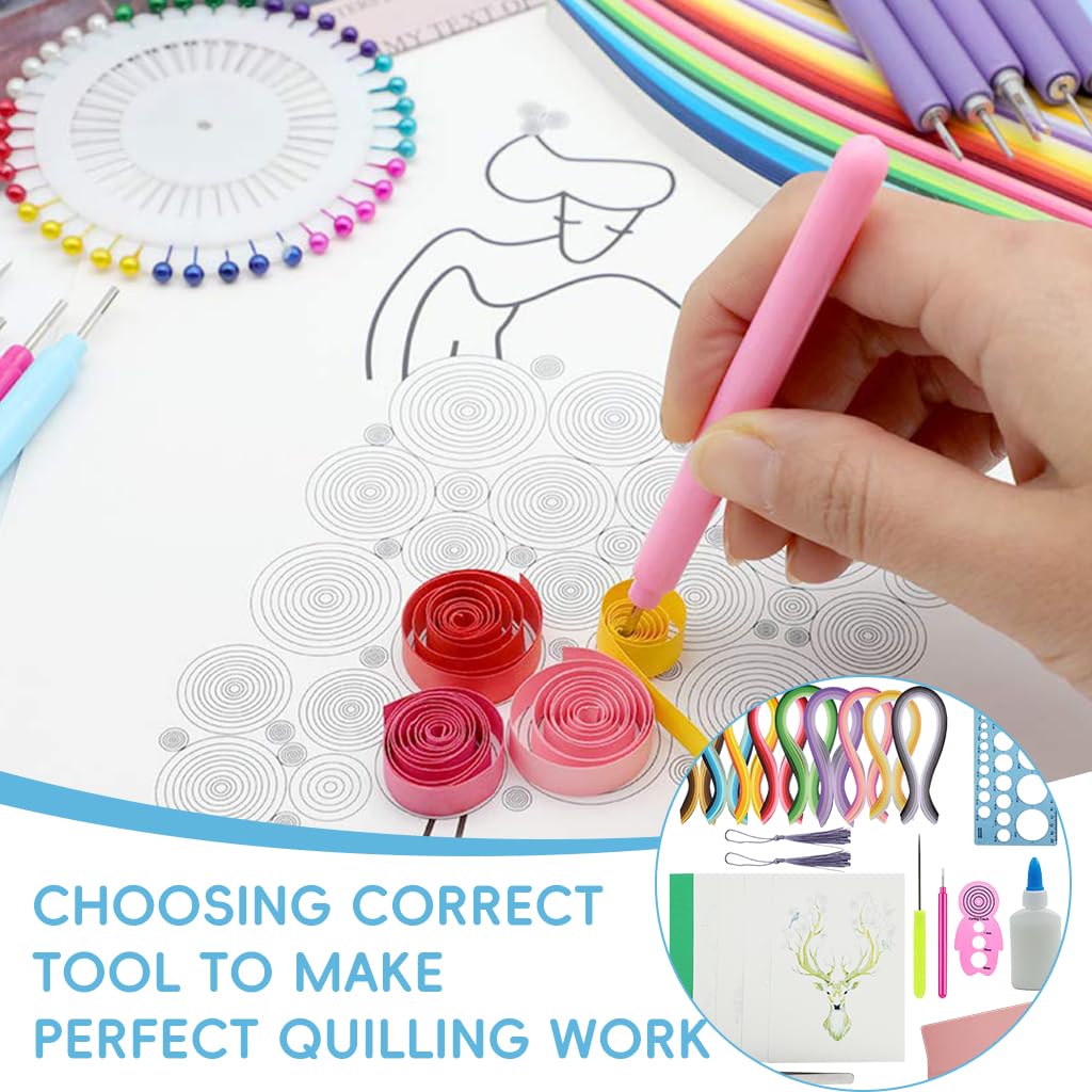HASTHIP® Paper Quilling Kit 900pcs Multi Colors 5mm Quilling Paper Strips Quilling Tool Set Quilling Tool Quilling Template Board Curling Tool Scissors Set Accessories for DIY Paper Quilling Craft