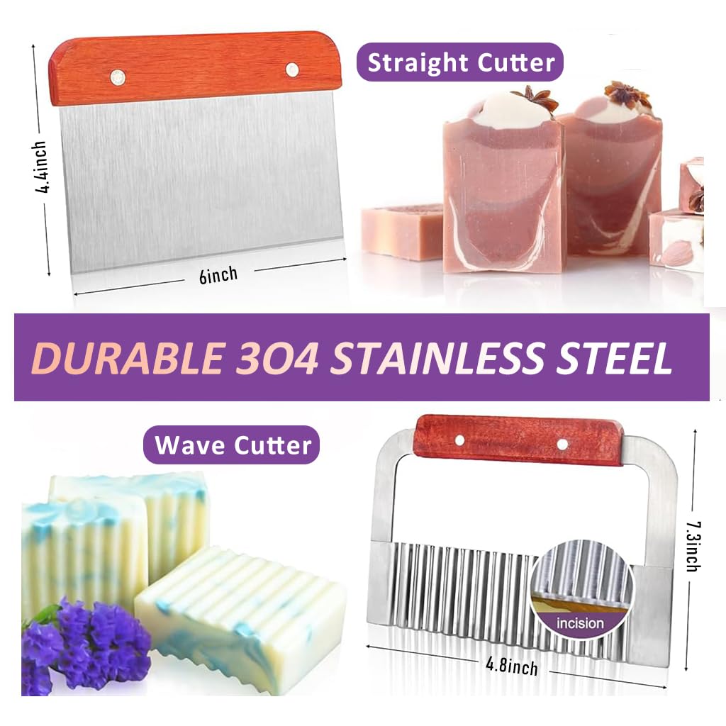 HASTHIP Silicone Soap Mold for DIY Soap Making 1200g Capacity with Wooden Box and Dual Cutters