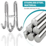 HASTHIP Door Hook Rack for Glass or Room Doors featuring 4-Prong Double-Sided Design | Stainless Steel Removable Organizer