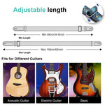 HASTHIP Guitar Strap for Acoustic and Electric Guitar featuring 34–41 in Adjustable Length | Blue Double-Sided Vintage Embroidered Cotton Design