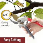 HASTHIP® Gardening Bypass Pruner 7.8 Inches SK5 Steel Hand Pruner with Safety Lock Anti-slip Rubberized Handle Design Spring Loaded Labor Saving Bypass Pruner for Shrubs, Flowers, Fruit Trees